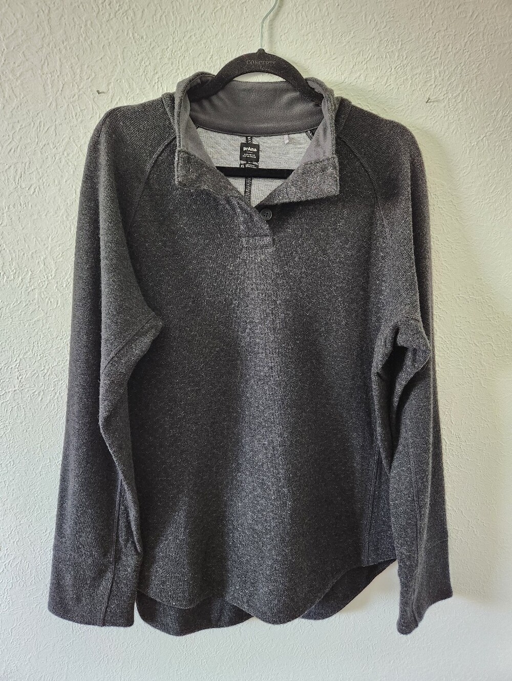 Prana Frozen Falls Sweater, Dark Charcoal, Size XL